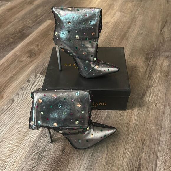 Azalea Wang Women's Liora Stiletto Mid-Calf Bootie Pointed Toe Black - Picture 3 of 11